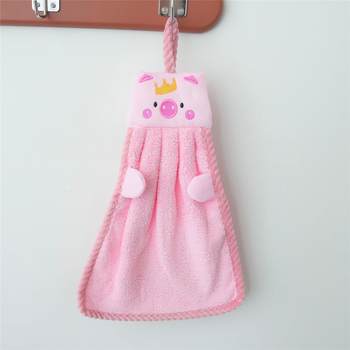 ຜ້າເຊັດມື Coral velvet hanging cute hand towel ຜ້າເຊັດມືເດັກນ້ອຍດູດຊຶມນ້ໍາແລະບໍ່ຫຼົ່ນລົງງ່າຍ ຜ້າເຊັດມືໃນເຮືອນຄົວ