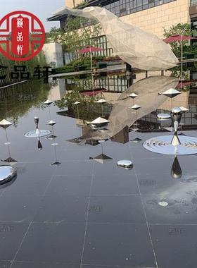 商场户外水景不锈钢镜面水滴雕塑水池金属创意水波纹装饰艺术摆件