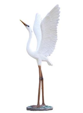 仿真白鹭雕塑户外装饰动物摆件园林水池景观玻璃钢仙鹤白鹤鸟模型