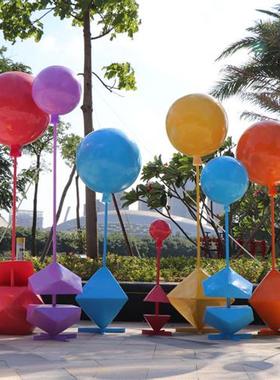 仿真玻璃钢几何气球雕塑户外婚庆美陈装饰商场售楼部广场迎宾摆件