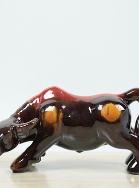 5ya1牛摆件陶瓷开业礼品办公室家居饰品大件客厅华尔街牛