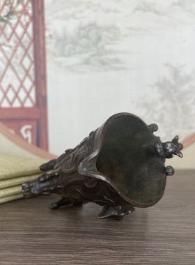 做旧仿古璃龙杯摆件复古文玩杂项热销款家居书房办公室收藏老包浆