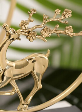 速发纯铜鹿摆件欧式轻奢创意家居装饰酒品视电柜玄关客厅结婚礼物