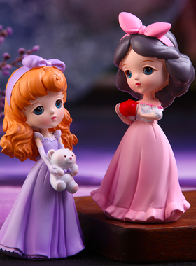 速发间雪艾爱沙公主玩孩人物书桌面摆件具房白生日蛋糕装饰礼物