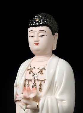 速发小尺寸阿弥陀佛立像陶瓷佛像供奉家用如来佛大师陈戴茹