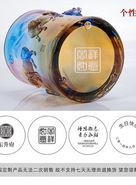 速发领牛笔筒摆件古法琉璃工艺品会商纪念创意议务礼品送五导老师