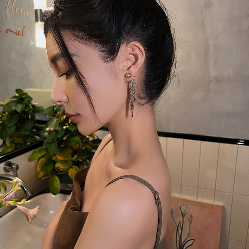 气质奢华长款流苏仿珍珠耳环小众设计轻奢高级感2025新款爆款耳饰 - 图0