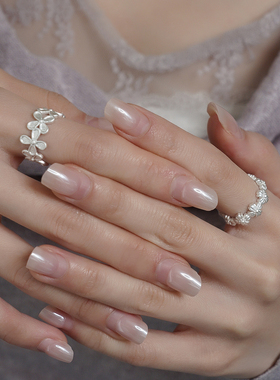 银色开口花朵戒指女小众设计高级