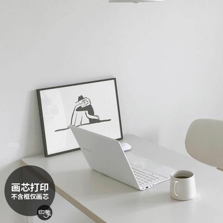 我的爱人和狗韩系小众艺术黑白装饰画芯卧室餐厅咖啡店海报挂画心 - 图3