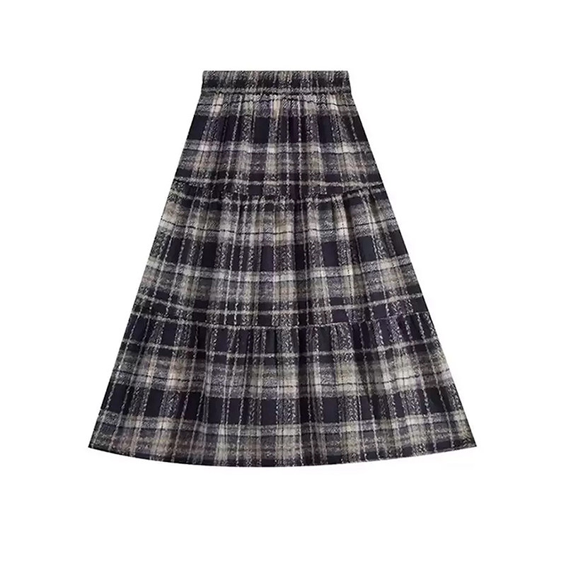 慵懒风毛呢格子裙秋冬大码胖mm遮胯显瘦a字半身裙中长款蛋糕裙,淘宝优惠券,粉丝福利购,淘宝优惠卷