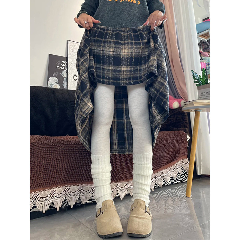 慵懒风毛呢格子裙秋冬大码胖mm遮胯显瘦a字半身裙中长款蛋糕裙,淘宝优惠券,粉丝福利购,淘宝优惠卷