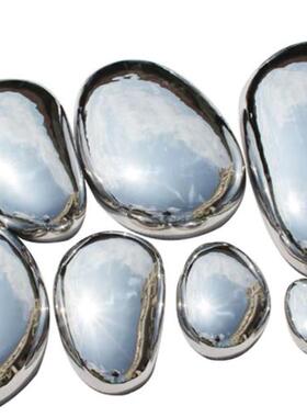 不锈钢雕塑鹅卵石圆形镜面水滴水池景观软装饰品庭院落地摆件现代