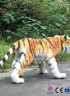 仿真动物老虎阻燃海绵硅胶粘毛静态美陈摆件陈设展览品动物厂家