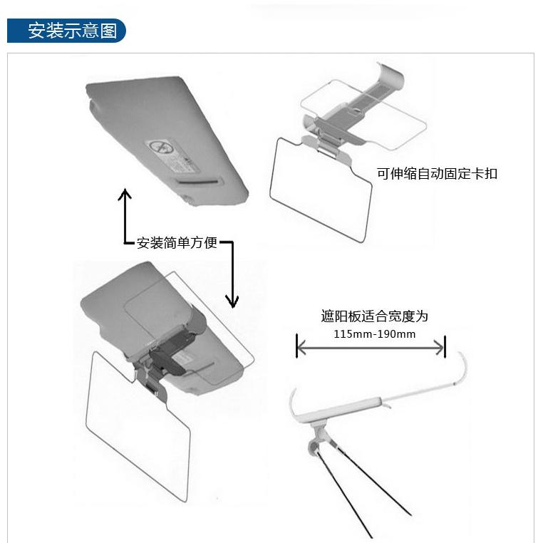 汽车日夜两用太阳墨镜护目镜防刺眼防眩镜夹片车载遮阳板偏光避光 - 图1