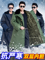 Old fashioned military cotton coat mens long style winter anti-cold security cotton clothes womens military cotton green large clothes warm and thickened cotton padded jacket