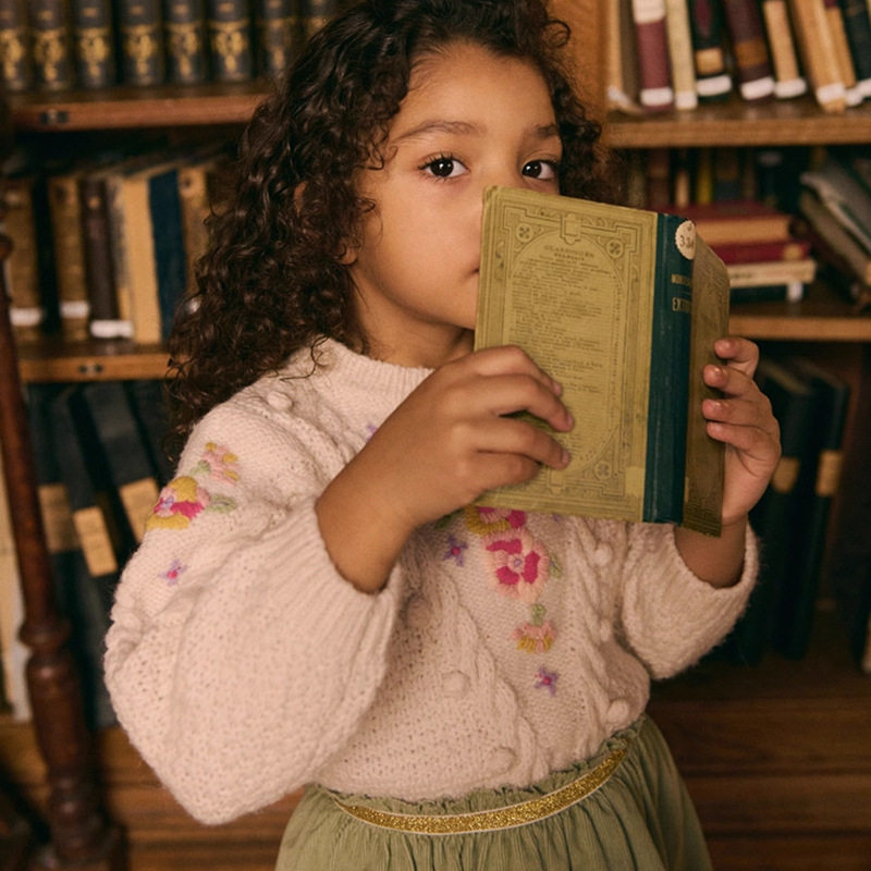 现货 秋冬季新款花朵刺绣女童套头针织开衫外套精致儿童长袖毛衣,淘宝优惠券,粉丝福利购,淘宝优惠卷