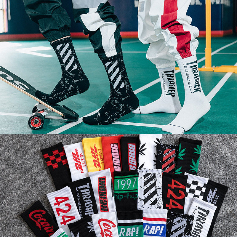 中筒潮春秋季嘻哈男士ins潮流长袜 玫思瑰懿短袜/打底袜/丝袜/美腿袜