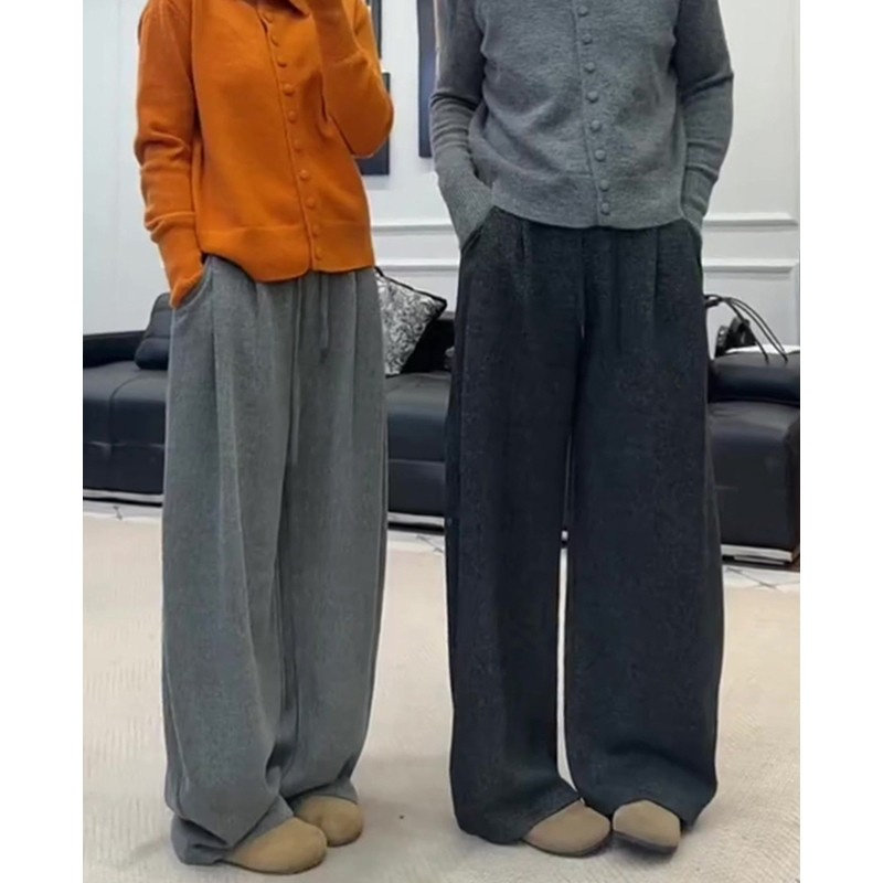 冬季新款大码慵懒风加绒高腰弯刀休闲裤宽松梨型显瘦抽绳阔腿裤女,淘宝优惠券,粉丝福利购,淘宝优惠卷