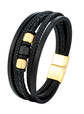 潮牌男士钛钢原创黑色多层手链