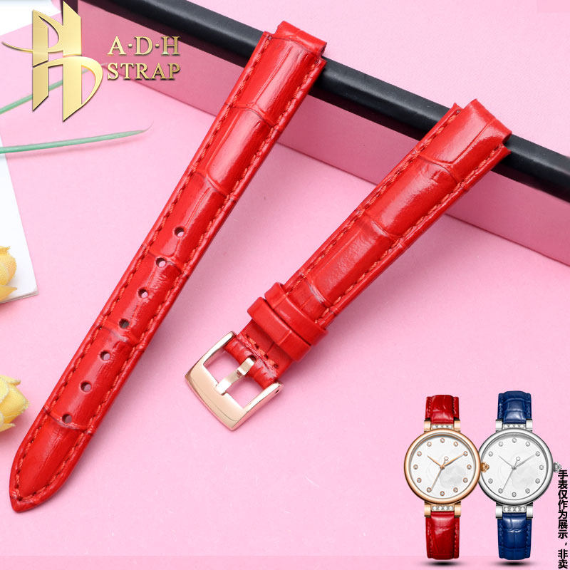 真皮手表带 代用罗西尼516732/5806女款手表链 凸口牛皮表带10mm
