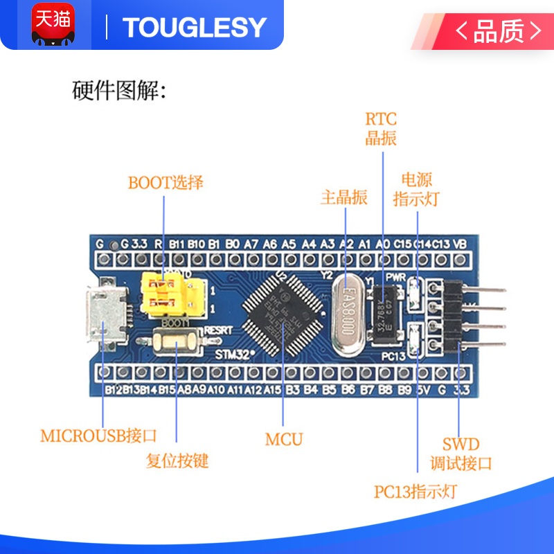 STM32F103C8T6开发板单片机C6T6核心板 实验板最小系统板套件科协 - 图2