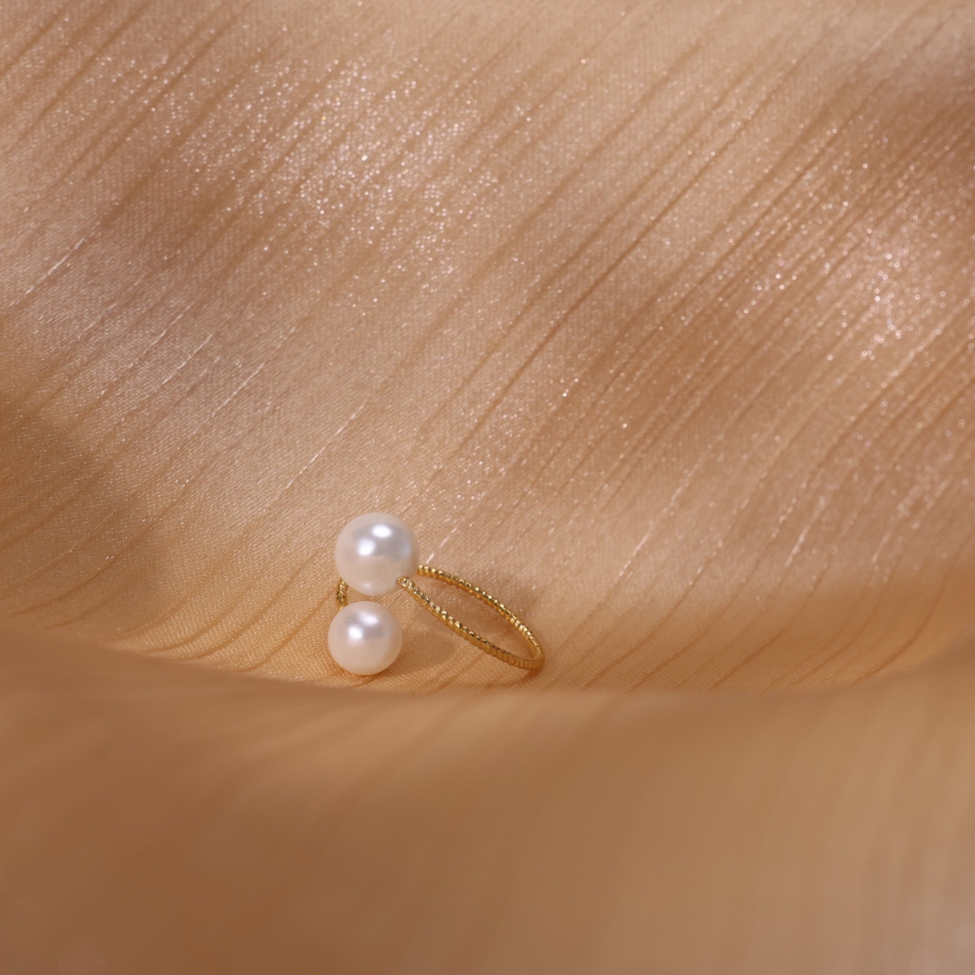 丽沁S925纯银双珠开口戒指纯银民族风简约气质法式指环可调节戒指 - 图2