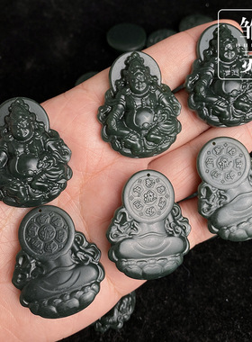 雏灵2024龙年天然和田玉财神吊坠新疆和田玉塔青玉石招财吊坠