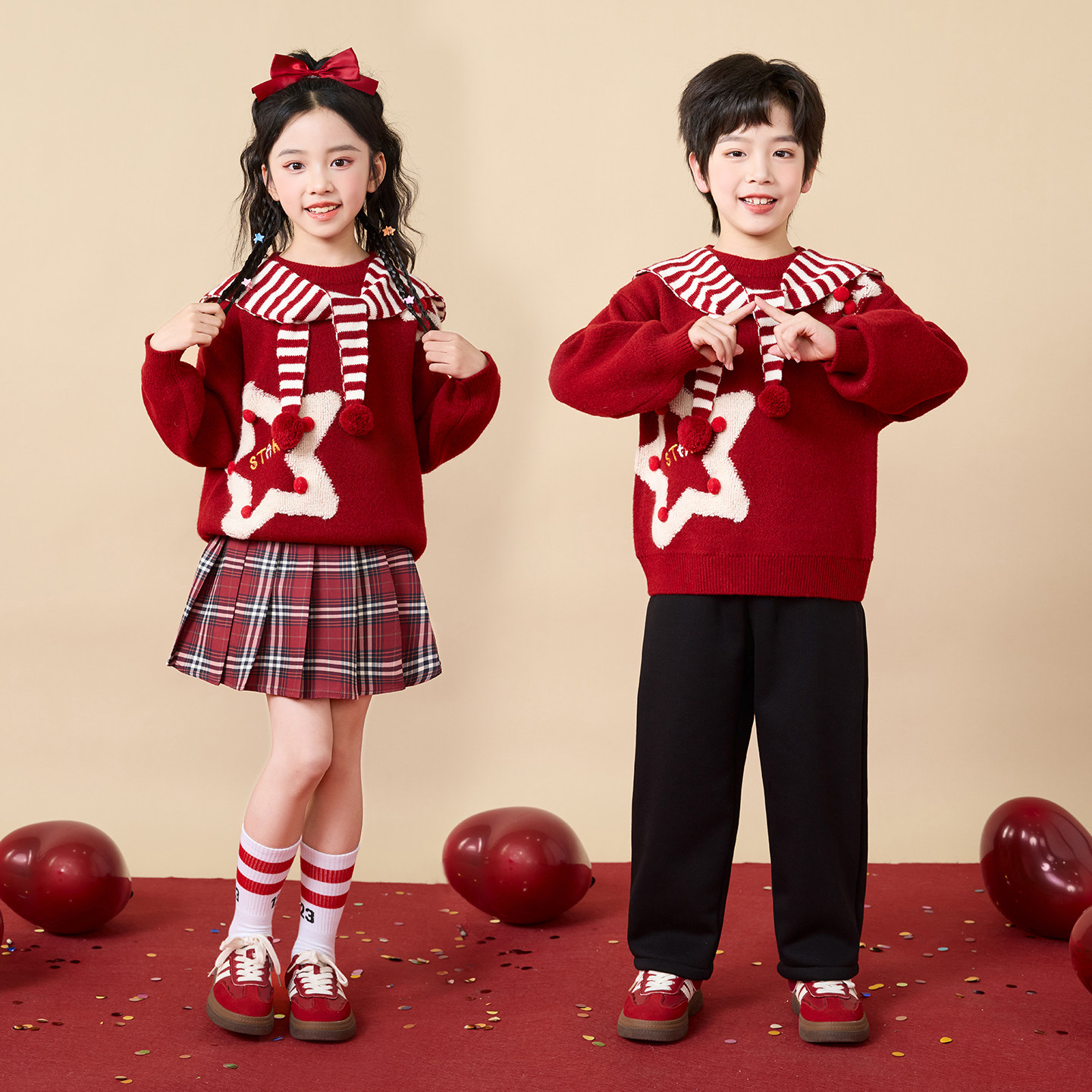 元旦儿童演出服合唱服表演服拜年服幼儿园小学生毛衣啦啦队亲子装,淘宝优惠券,粉丝福利购,淘宝优惠卷