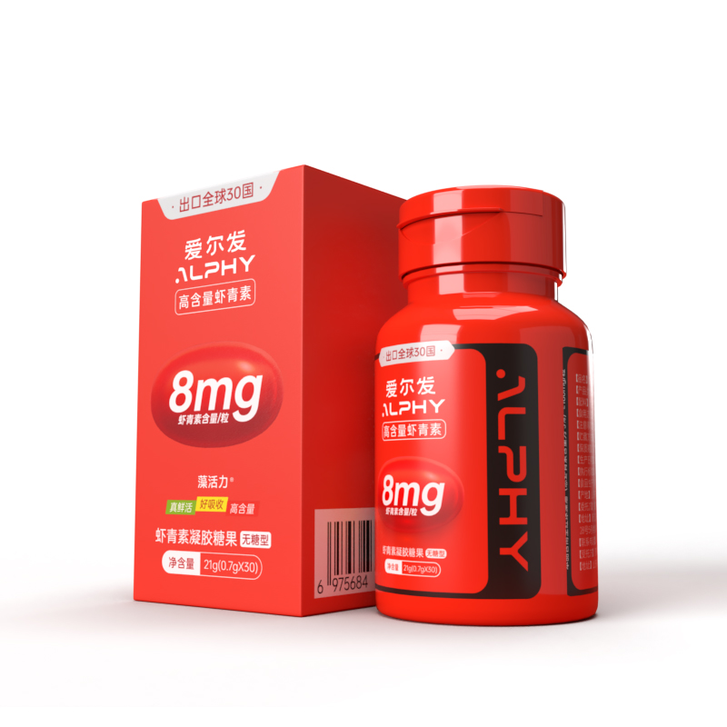爱尔发藻活力虾青素凝胶糖果30粒/瓶