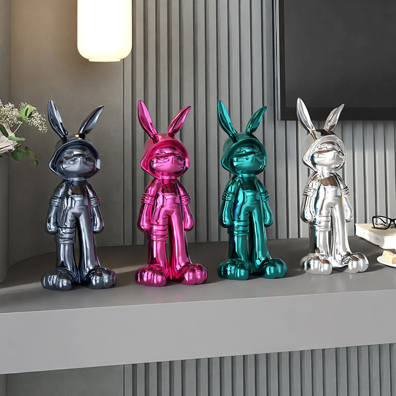 卡通电镀兔子摆件轻奢时尚客厅装饰电视柜地台玄关酒柜乔迁礼物,淘宝优惠券,粉丝福利购,淘宝优惠卷