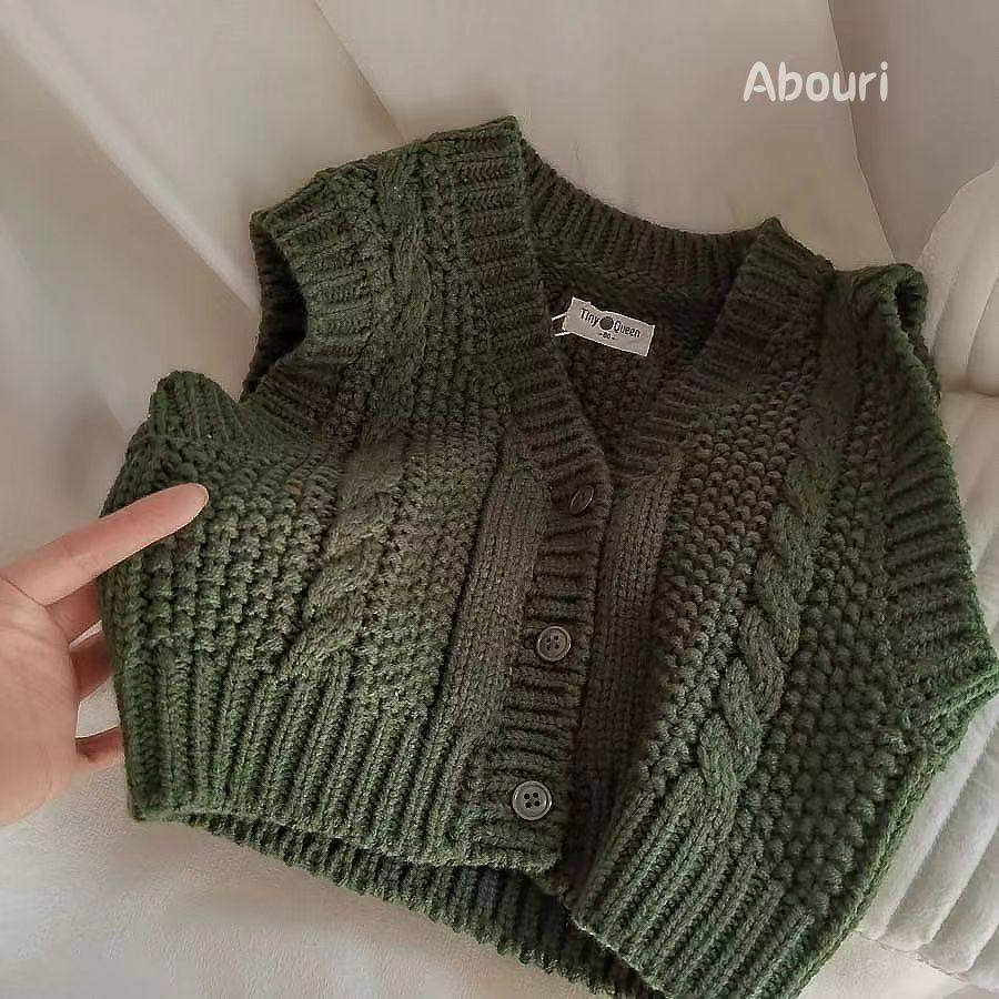 儿童针织马甲春秋复古文艺男女童V领麻花马甲针织开衫背心外套,淘宝优惠券,粉丝福利购,淘宝优惠卷