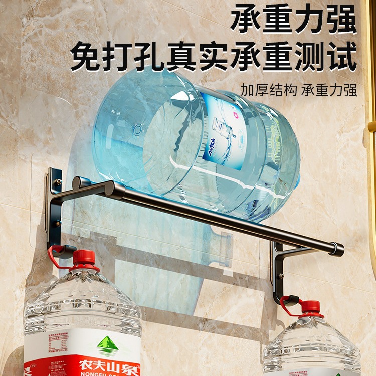 毛巾架卫生间免打孔浴室挂架厕所浴巾架挂杆挂钩壁挂毛巾杆置物架 - 图2