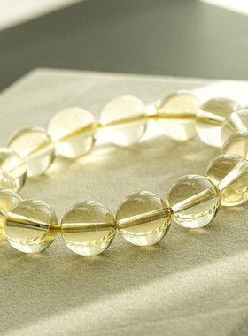 小石头缘珠宝 天然黄水晶圆珠手链 巴西黄色水晶散珠手链