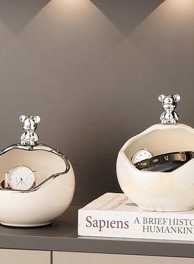 入户门口玄关放钥匙置物架收纳摆件轻奢高档鞋柜客厅暴力熊装饰品