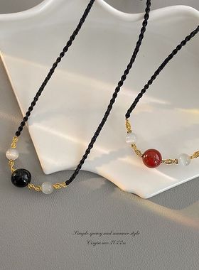 相思豆红豆项链转运珠锁骨链出游搭配2024新款项链礼物时尚百搭