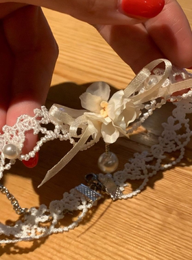 白色系美神蕾丝choker颈链女小众纯欲感系带项圈百搭颈带2026新款