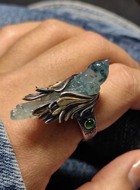 「燕舞欣春」复古飞鸟戒指女新中式古风小众开口可调节指环