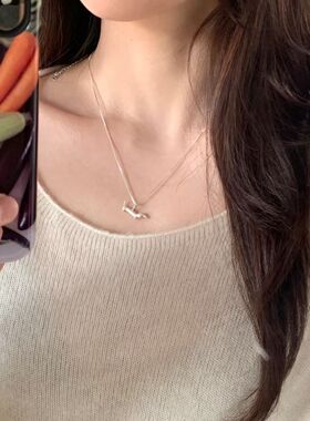 韩系ins风磨砂腊肠狗项链女2026新款温柔气质小众设计感项链女友