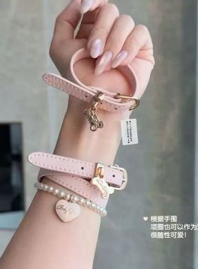 蓝色甜酷辣妹choker甜酷气质爆款猫爪手环洛丽塔手圈手链新款手饰