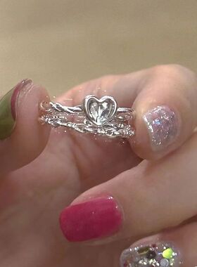 极简女款戒指设计小众甜心扭纹编织戒指爱心戒指简约指环