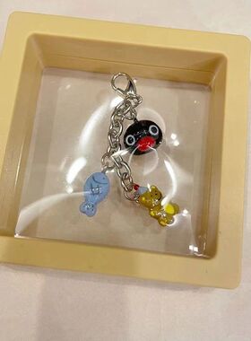 Pingu小鱼小熊串串拉链扣挂件且DIY日系拉链扣翻包挂件钥匙扣配件