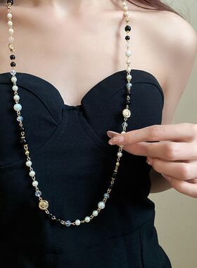 法式复古长款珍珠花朵项链女款2026新款高级感锁骨颈链脖子配饰品