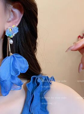 海边度假风流苏花朵耳环