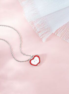 苹果吊坠项链设计锁骨女款可爱甜美风通勤锁骨链文艺红苹果项链