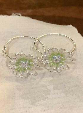 「雾绿星花」森系小清新绿色花朵耳扣甜美精致百搭春夏氛围感耳饰