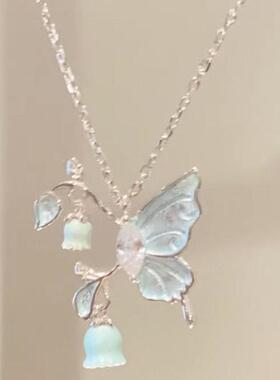 清冷感铃兰蝴蝶项链女夏新款百搭气质锁骨链小众设计感高级感