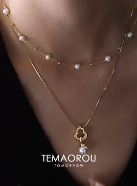 新中式复古镂空葫芦珍珠项链女精致简约高级感洗澡不掉色锁骨链