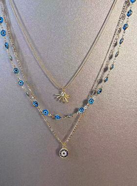 个性独特设计暗黑风恶魔之眼圆形吊坠项链女气质高级感锁骨链配饰