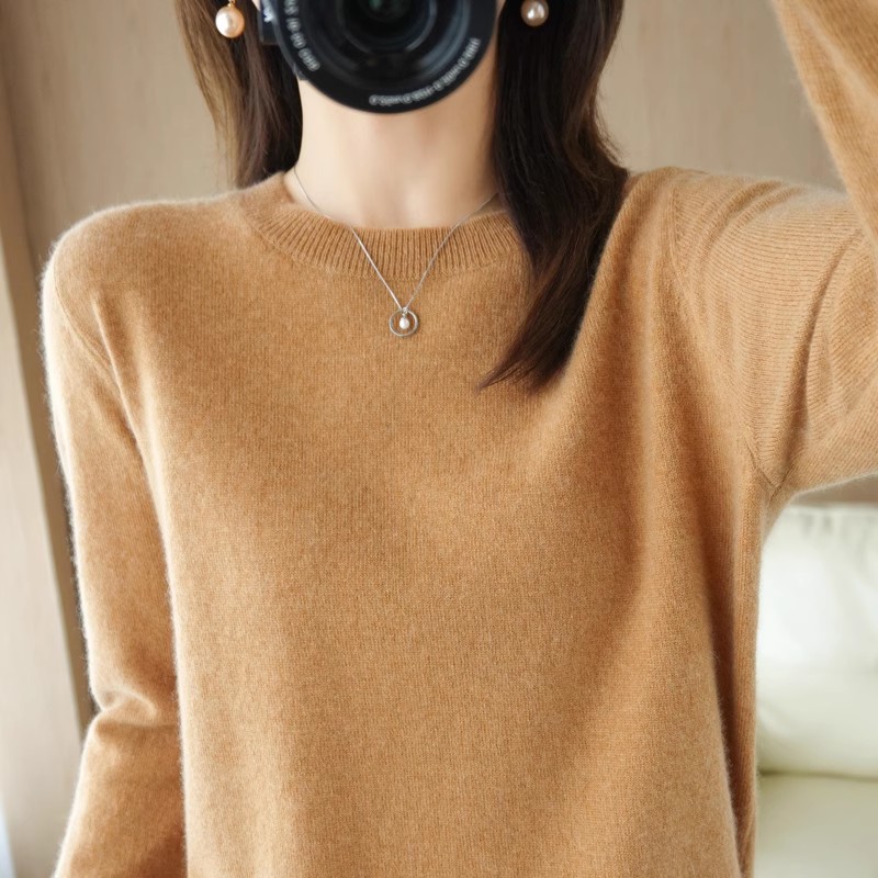 庆园羊秋冬新款羊毛羊毛宽松毛衣打底衫