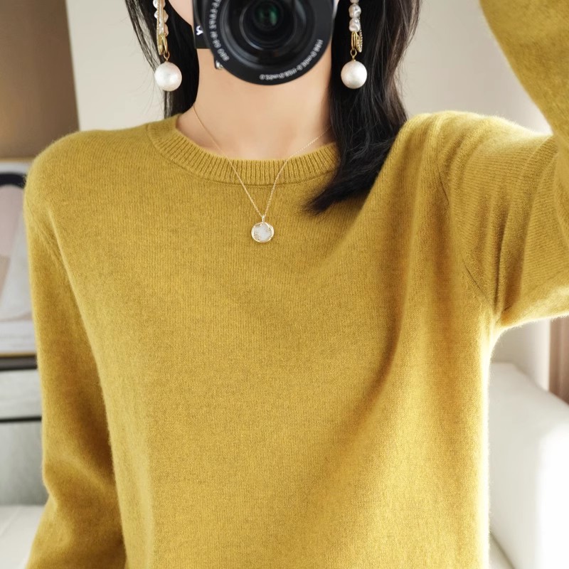 庆园羊秋冬新款羊毛羊毛宽松毛衣打底衫